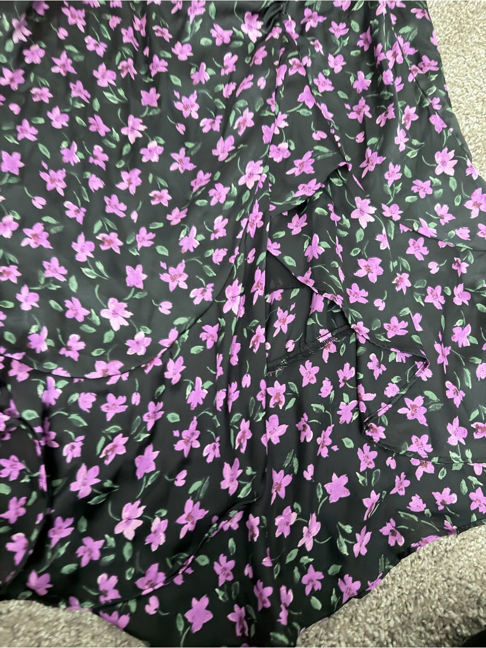 Bershka Black Maxi Skirt with Pink Floral Print - Picture 3 of 4